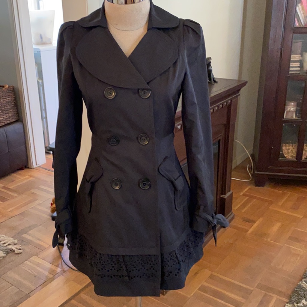 Betsey Johnson Coat/Rain Coat With Pockets And Great Heart Buttons
